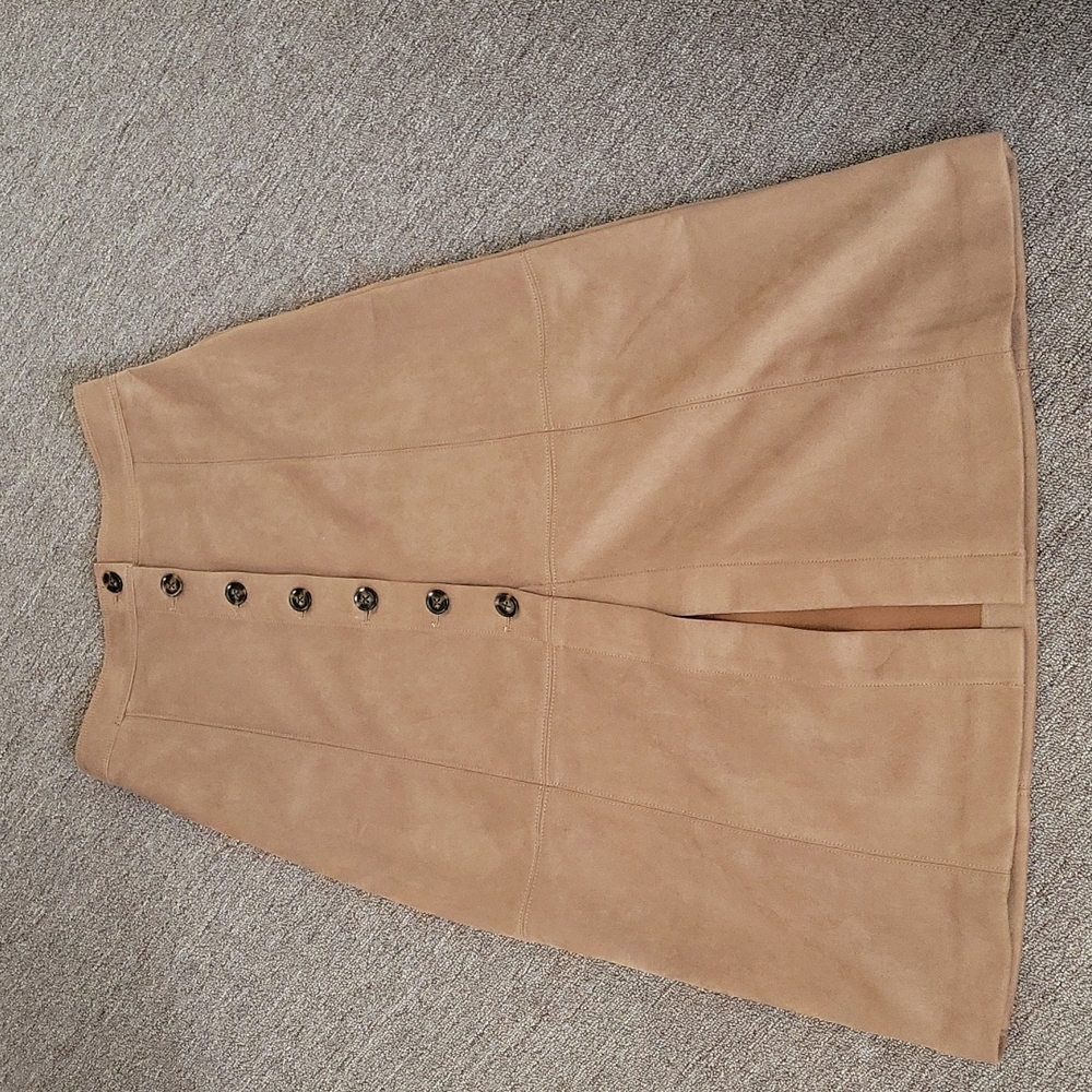 Ann Taylor's TALL FAUX SUEDE BUTTON MIDI SKIRT